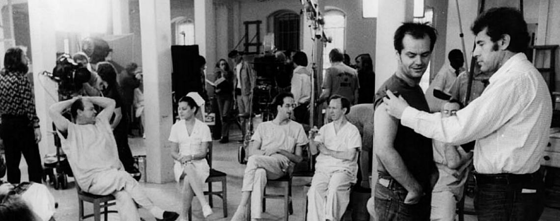 Jack Nicholson, Christopher Lloyd, Louise Fletcher, Vincent Schiavelli, William Duell, Sydney Lassick, Milos Forman | "One Flew Over the Cuckoo's Nest" (1975)
